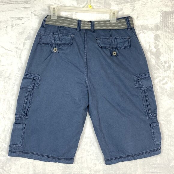 NWT Iron Co Cargo Shorts Mens 34 Indigo Blue Casual with Belt  Pockets Cotton - Picture 3 of 11